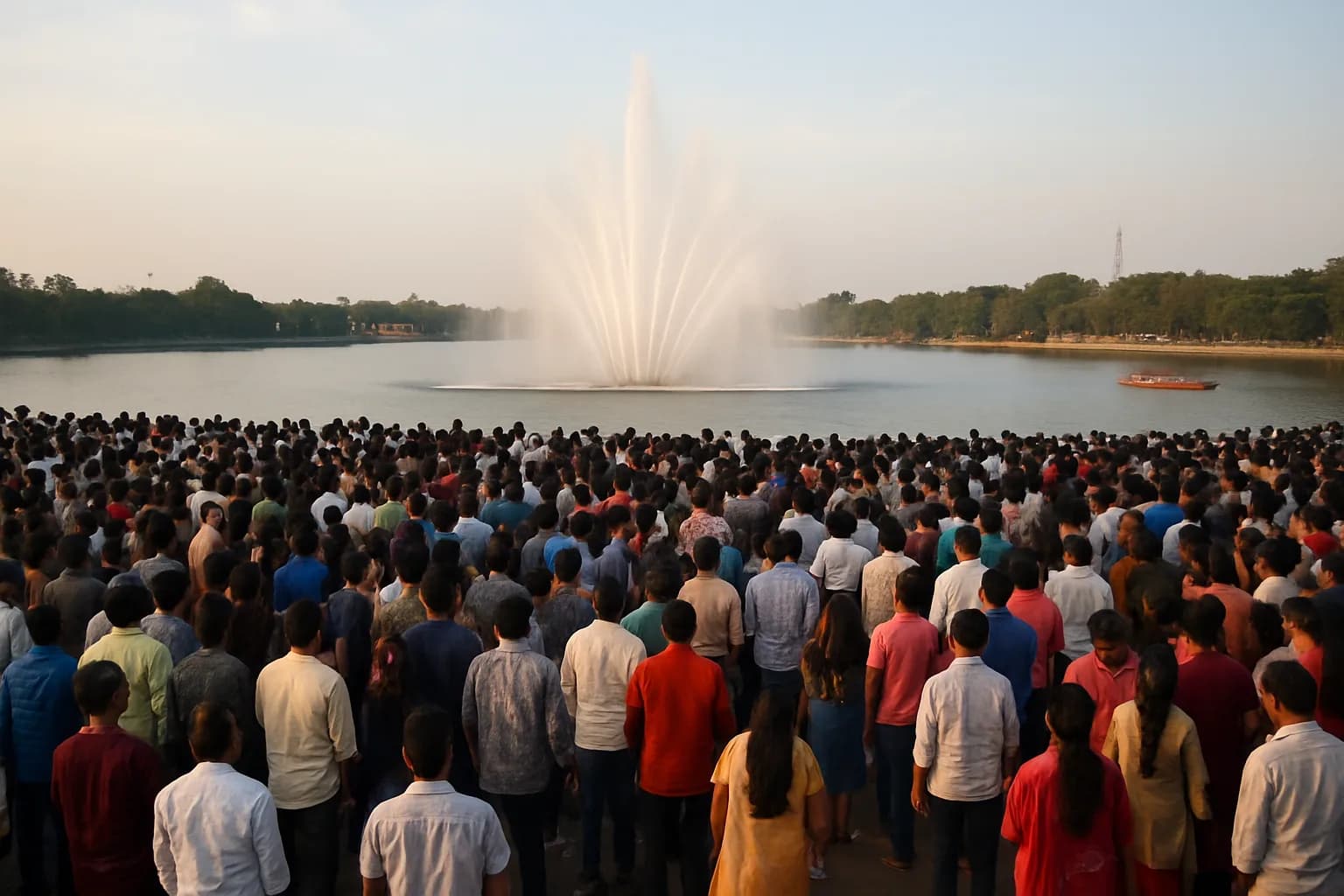 Nagpur crowd gathers at Futala Lake after viral claim of fountain show